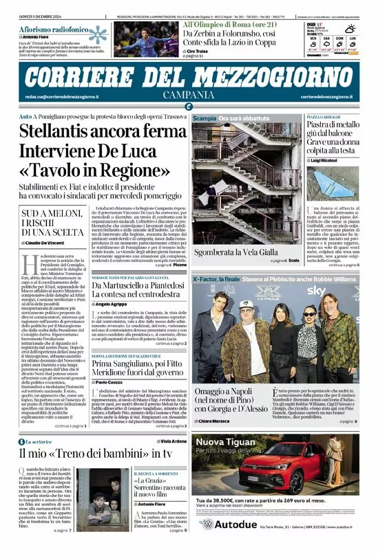 Prima-pagina-corriere del mezzogiorno-del-2024-12-05